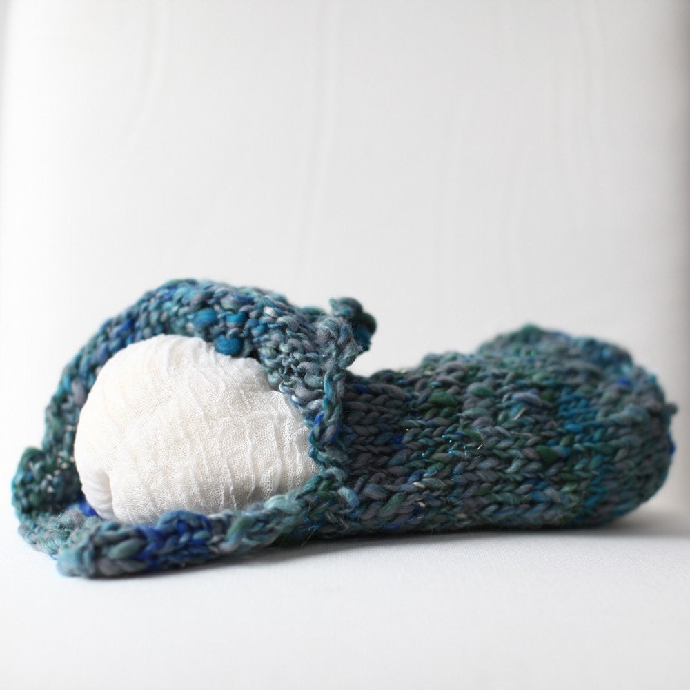OOAK Cocoon for Newborn Baby Photographers - German Hand Spun Yarn