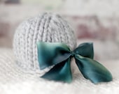 Original Signature Hat with Hand Dyed Bow - Driftwood and Sea Glass