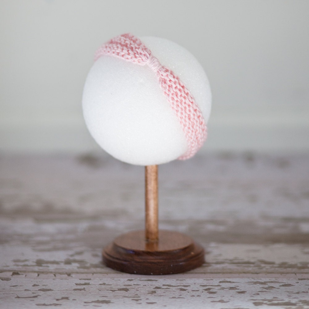 Retro Knit Newborn Baby Headband - blush