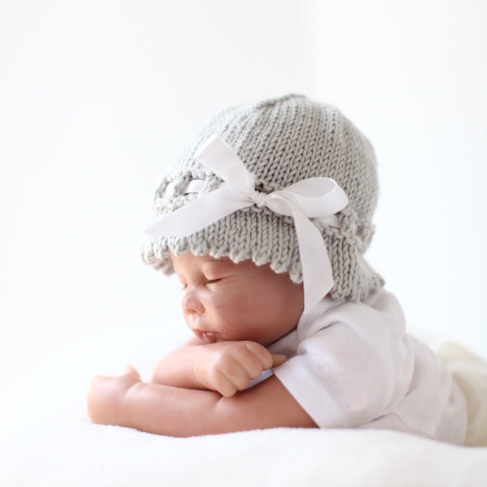 Newborn Signature Ribbon Hat - Summer 2011 Version - Soft Gray