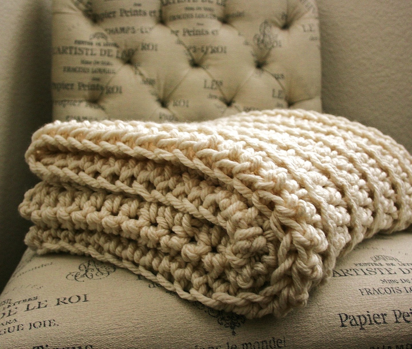 Sale WEST BAY THROW in Cream - Soft, warm & cozy throw - Perfect gift for wedding, housewarming, anniversary and holidays or for your home