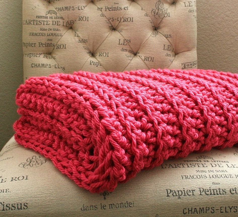 WEST BAY THROW in Hot Pink - Soft, warm & cozy throw - Perfect gift for wedding, housewarming, anniversary, holidays or for your home - BehindMyPicketFence