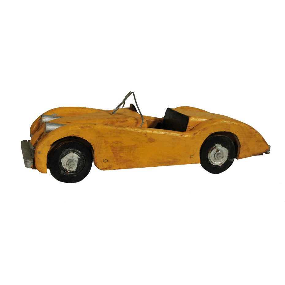 Wooden Toy Race Car / Handmade Roadster / Folk by midmoderngoods