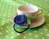 felted wool rosette ponytail holder