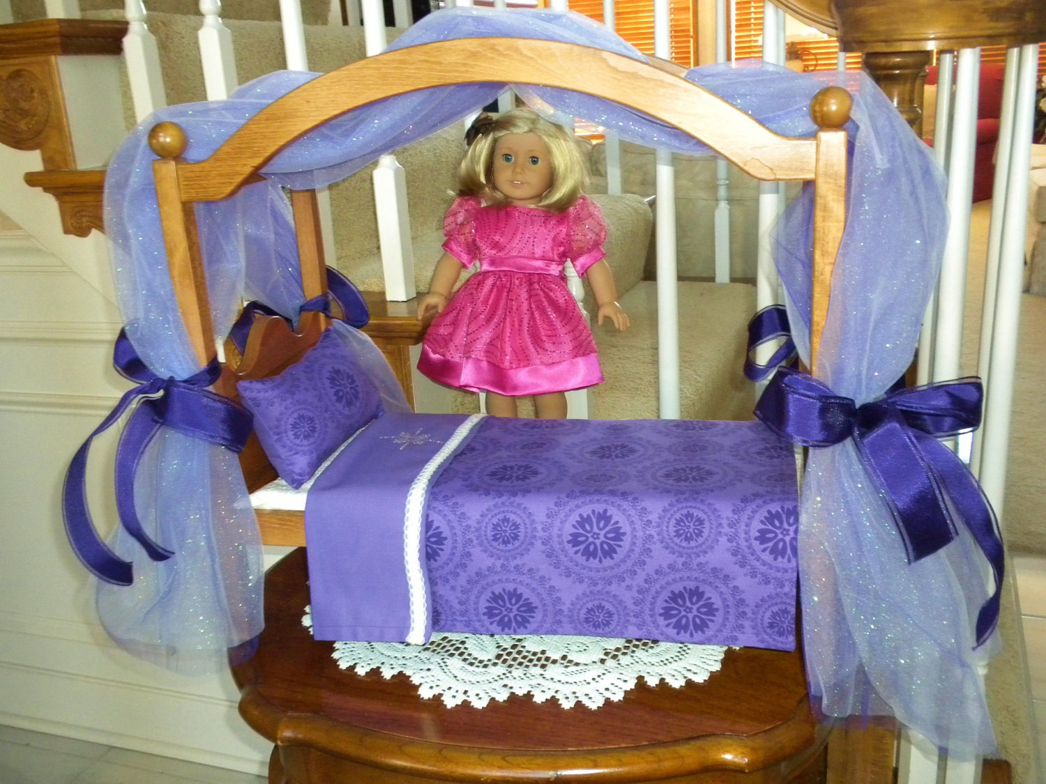 purple doll bed