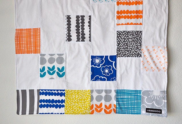 Baby Blanket, Baby Quilt, Lotta Jansdotter Bella and Organic Cotton Sherpa