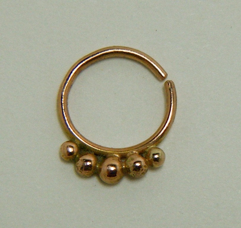 14k Rose Gold" 5 Ball Progressive" nose hoop 20g