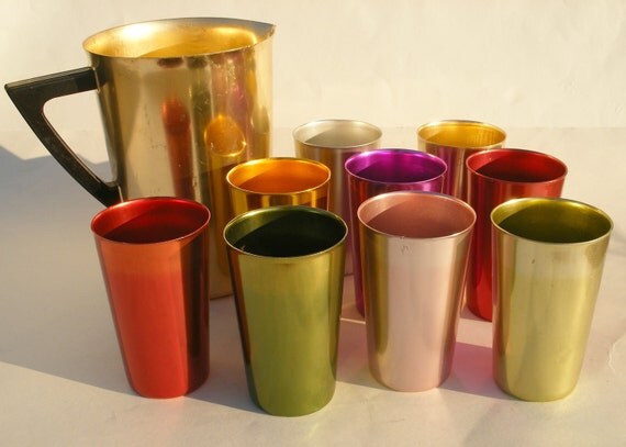 Aluminum Cups and Pitcher Set by Bascal in by BornAtTheWrongTime