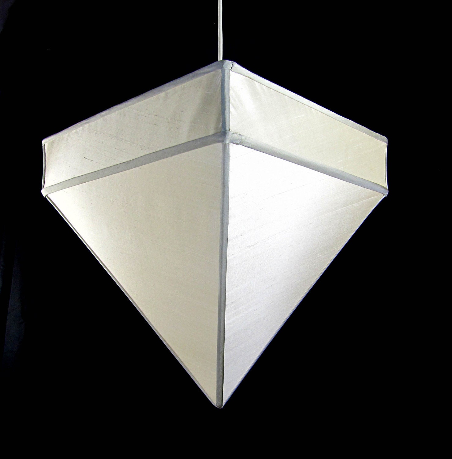 Pendant Light Lamp Shade Ivory Silk Pyramid Handmade Chandelier Fixture Custom