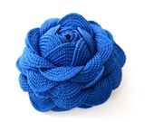 Royal Blue Rose Accessory : Hair Accessory or Brooch Custom Hand Sewn Art Deco Rose French Blue