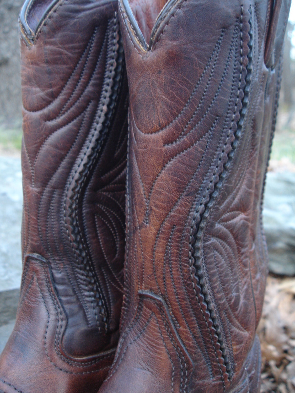 RARE Double H Cowgirl Boots with Raised Piping 5.5