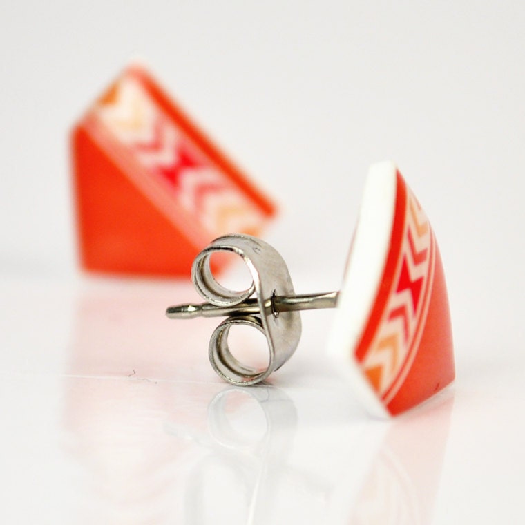 Vermillion Pueblo Post Earrings - Hypoallergenic Surgical Stainless Steel Posts