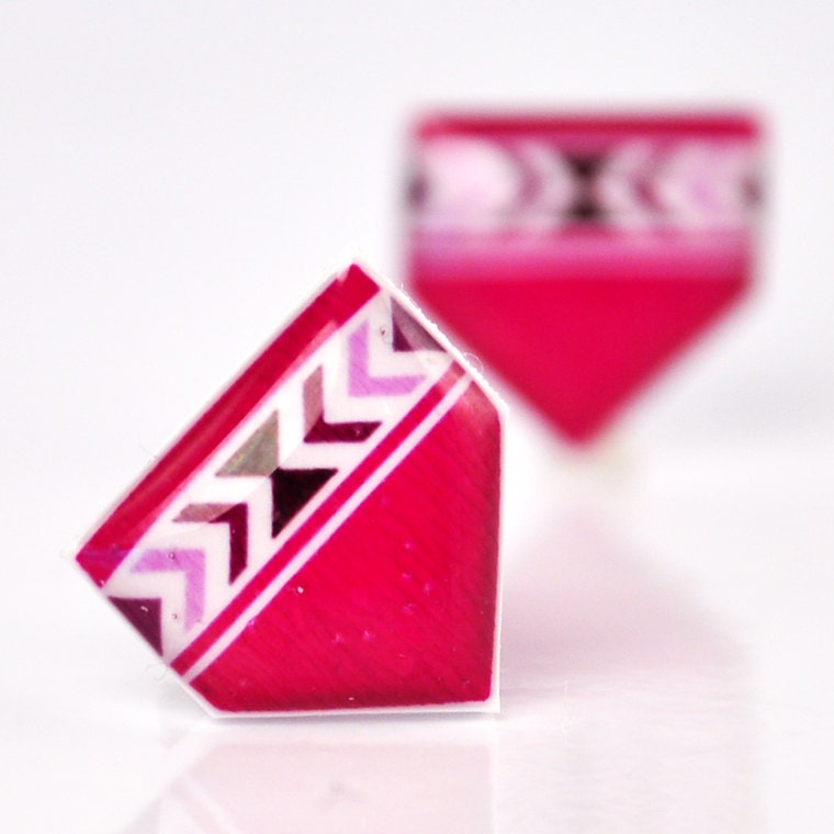 Crimson Pueblo Post Earrings- Hypoallergenic Surgical Stainless Steel Posts