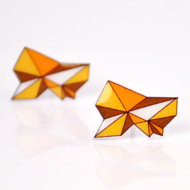 Mini Golden Rod Geode Post Earrings - Tiny - Hypoallergenic Surgical Stainless Steel Posts- Christmas In July - CIJ