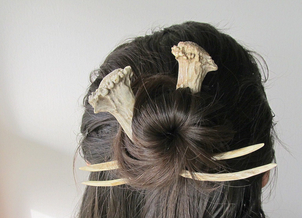 Hair Accessory Hair Stick Comb Fork Deer Antler Carving