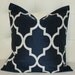 Reserved -Six 16X16 Decorative Pillows - plus three free matching 12x18 in navy quatrefoil