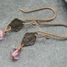 Earrings: Bronze Jesus and Mary medal with Swarovski Crystal and Handmaid Bronze Ear Wire