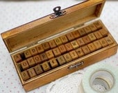 Vintage Style Alphabet  and Number Wood Mounted Rubber Stamps Set