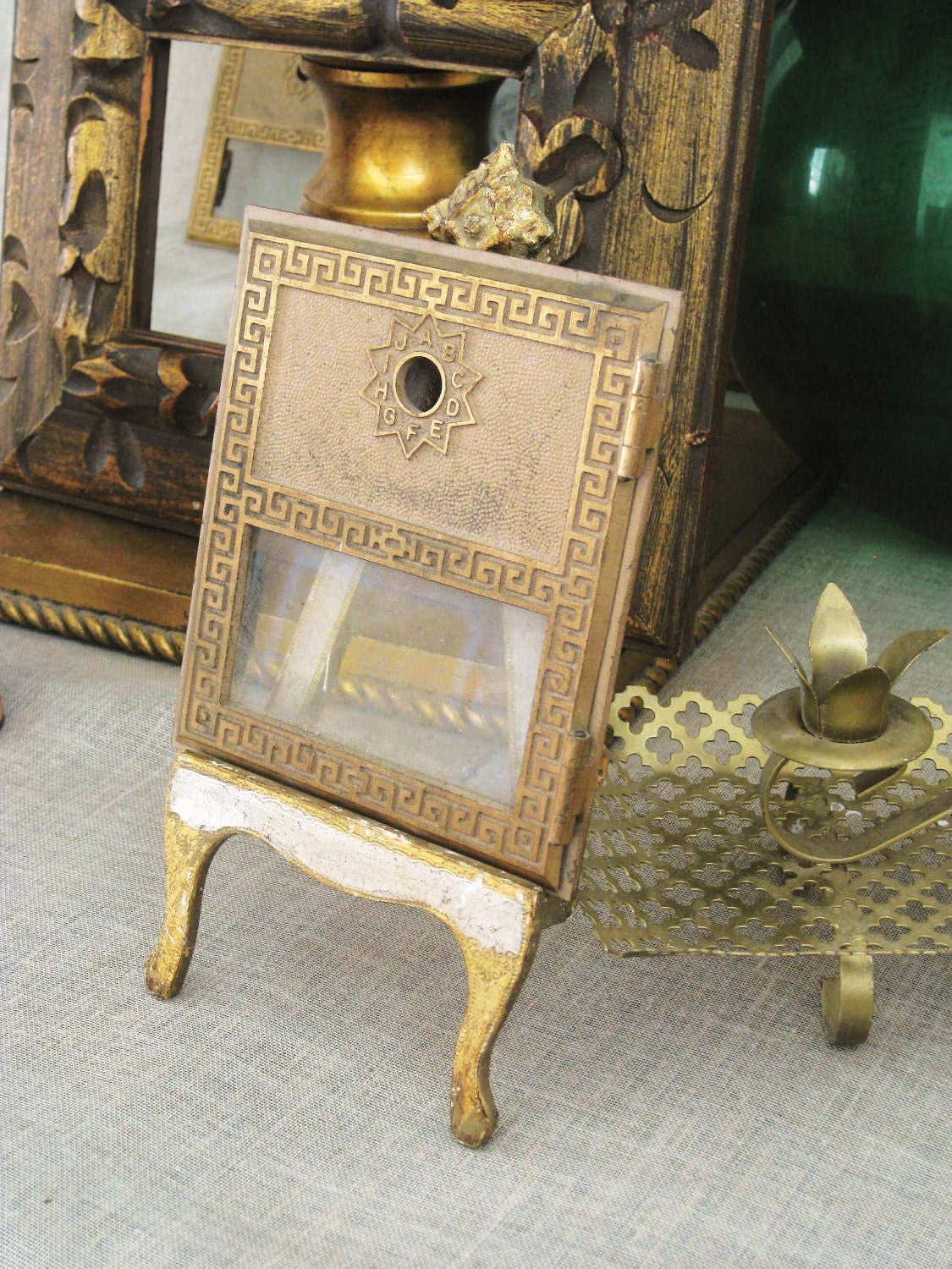 40% off Entire Shop - Vintage Brass Mailbox Door- Odd Bits/ Assemblage