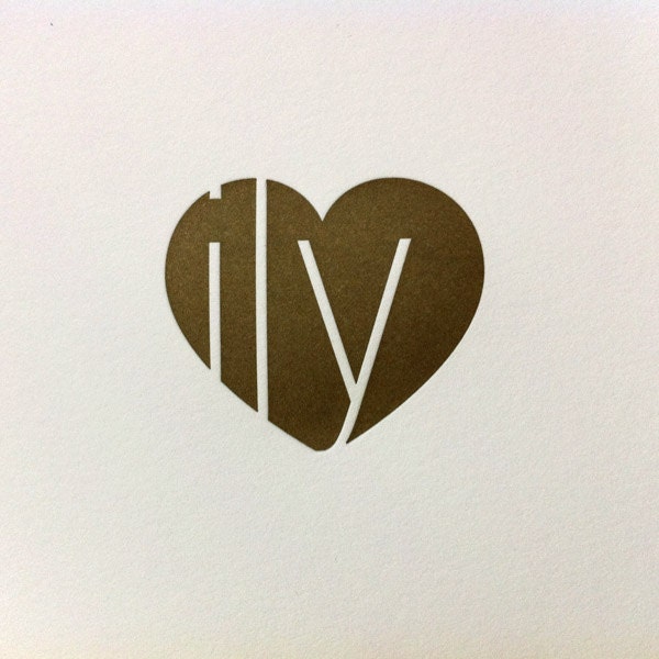 ON SALE // 60% Off ILY Letterpress Print in Gold