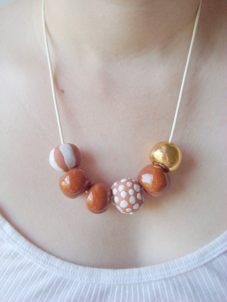Sand Dollar: Ceramic Bead Necklace