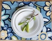 blue floral placemats - Blue Big Floral - From Navy to Baby - Set of 4 - FREE SHIPPING