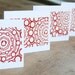 Modern Note Cards - Red Squiggles Fabric - Set of 4 (Blank) - FREE US SHIPPING