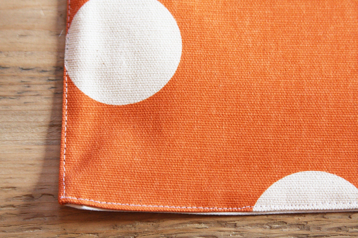 Placemats - Orange with White Polka Dots - Set of 4