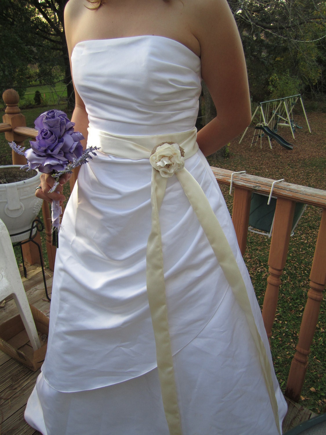 Sale Lovely wedding bouquet of fabric flowers with lovely satin fabric roses and rose buds  OOAK