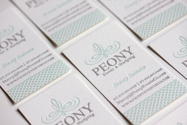 Custom Letterpress Business Cards Upscale Ecofriendly Cotton Paper - 100 cards