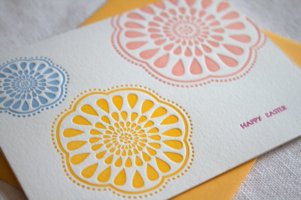 50% OFF SALE - Letterpress Easter Card - Set of 6