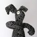 Wild Child Bunny - OOAK Black n White Swirl Dark Rabbit - Plush Toy - Fun Gift