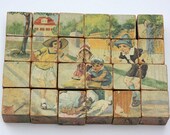 Picture Puzzle Blocks With Lithographs - Rare Old Toy