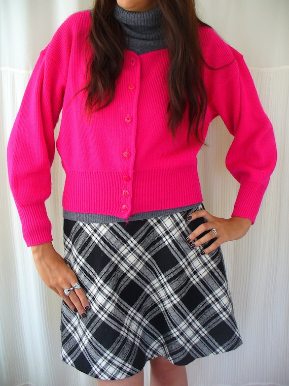 Vintage Hot Pink Cardigan Sweater by vintageriches on Etsy