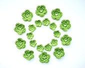 Crochet Flower Applique, Spring Green, Set of 20