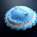 Crochet Embroidered Felt Brooch, Baby Blue Daisy
