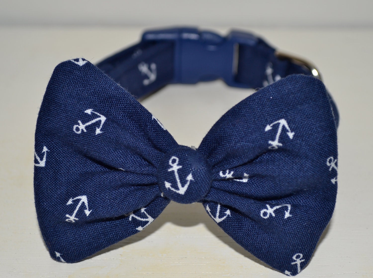 Anchor Dog Collar with Bow Tie