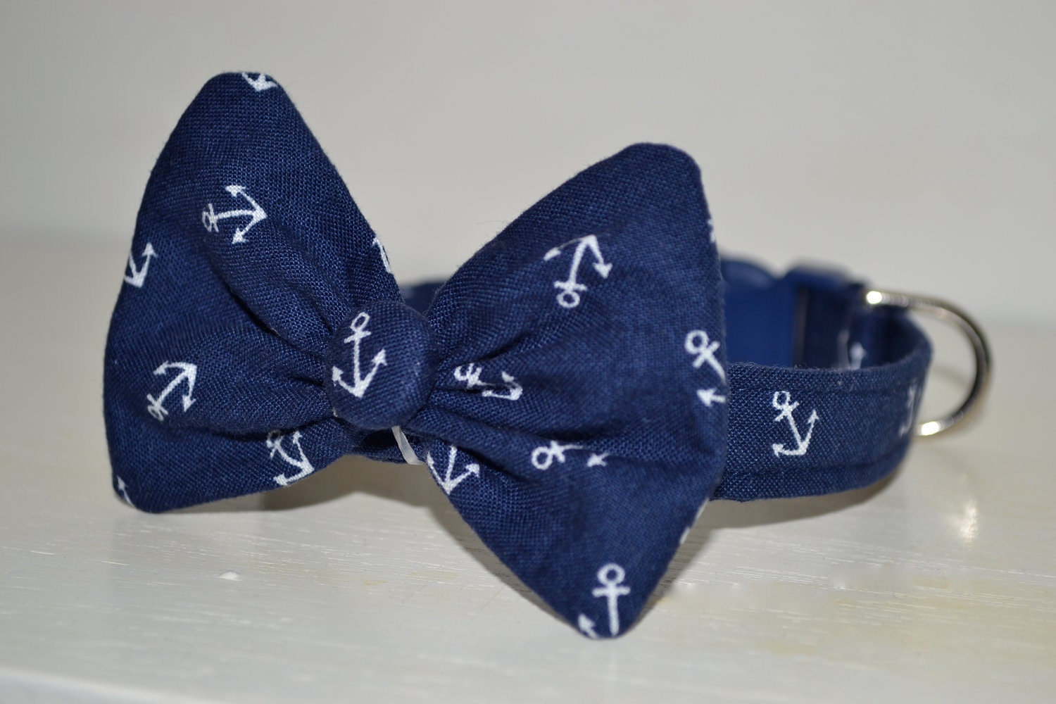 Anchor Dog Collar with Bow Tie