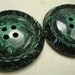 Pair of huge vintage marbled green buttons
