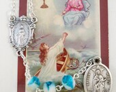 Handmade Stella Maris Chaplet, Our Lady Star of the Sea, Beautiful Czech Glass Beads, Sandy Beach