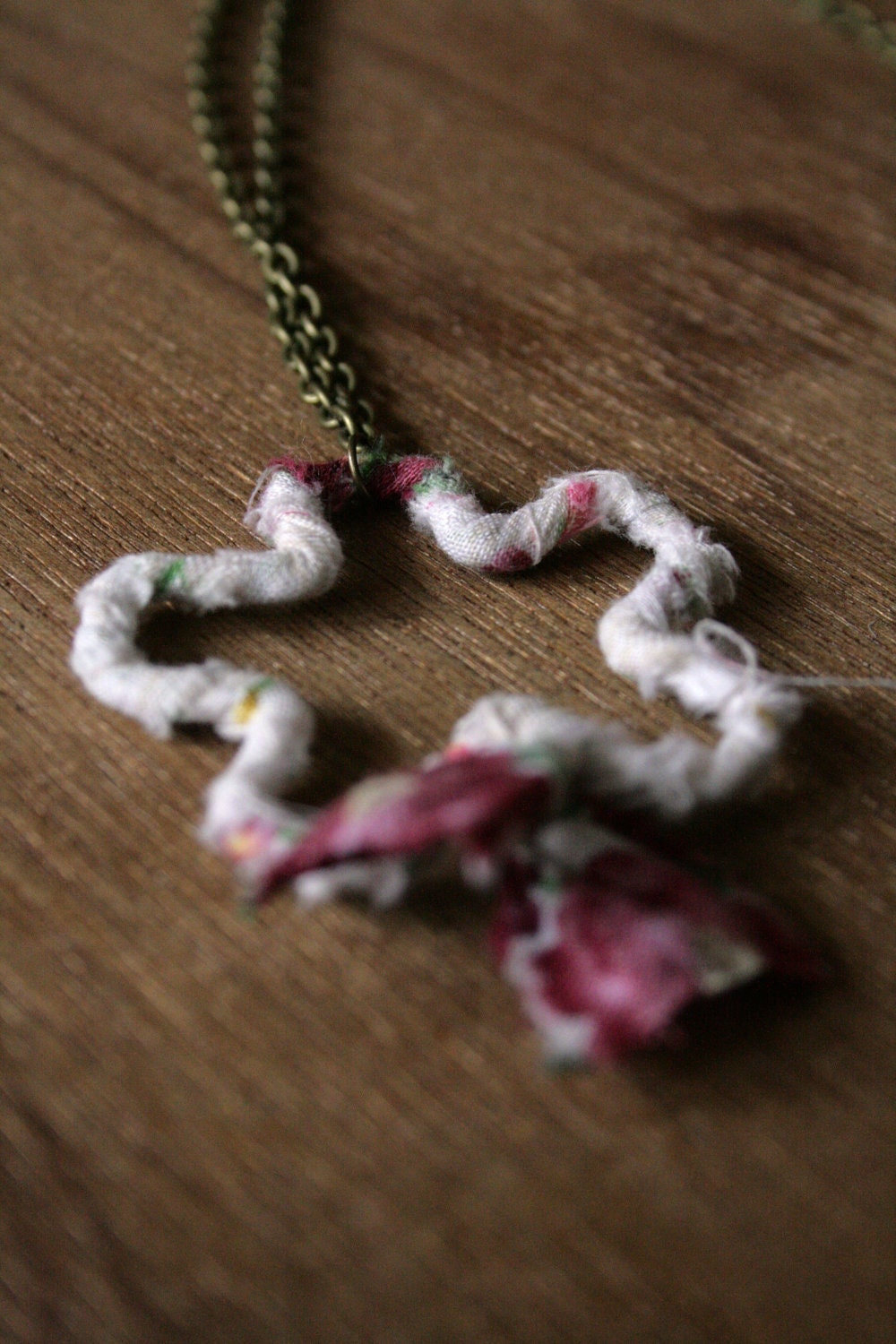 Red Vintage Fabric Flower Necklace by AFineTangle