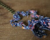 Blue Vintage Fabric Flower Necklace by AFineTangle