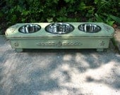 Elevated Dog Bowl Pet Feeder For Cats or Dogs Shabby Chic Three Bowls - Made To Order