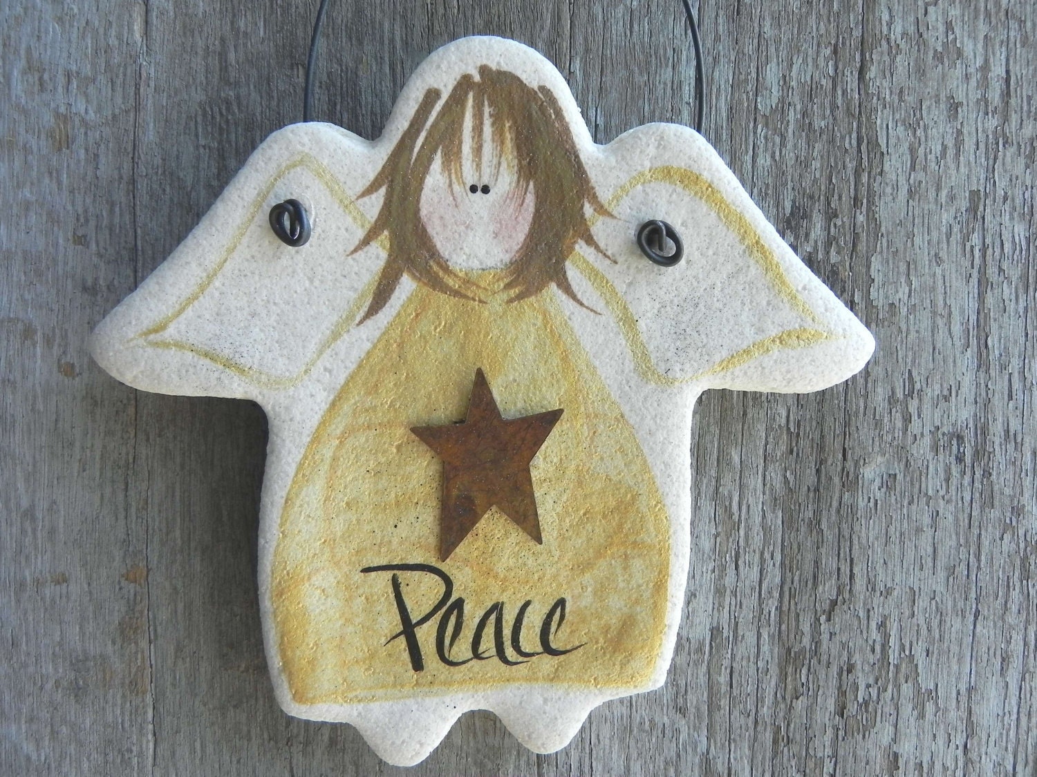 Angel Salt Dough Christmas Ornament / Peace Angel