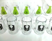 6 Wedding party wine glasses and beer mugs, Personalized Bridesmaids gifts and Groomsmen gifts