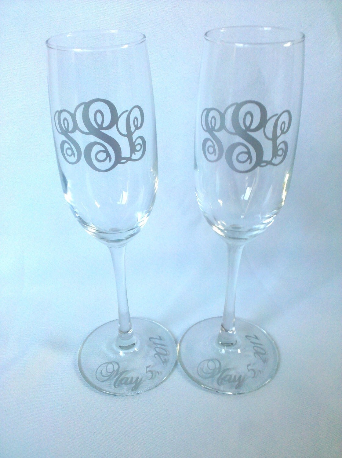 Monogrammed Wedding Champagne Flutes By Waterfalldesigns On Etsy