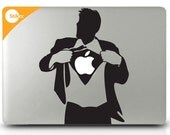 BUY 2 Decals Get 1 FREE - Super Apple Man - Removable Laptop Computer Stickers Decal 54