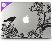 Vinyl MAC DECAL laptop stickers cherry blossoms Nature woodland symbols motifs Steampunk Computer Geekery- Asian Blooms- Removable Decal 164