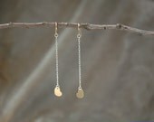 gold heart with sterling silver chain dangle charm earrings