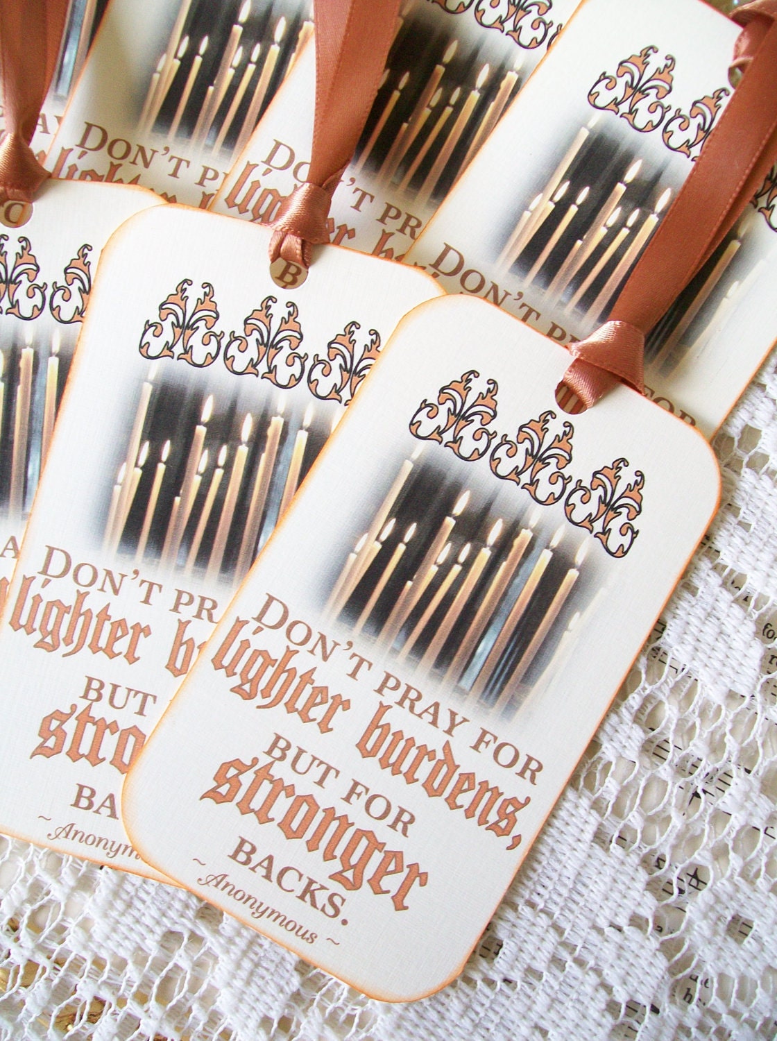 Encouragement Gift Tags Stronger Backs Set 6 Religious Gift Tags Mini Bookmarks
